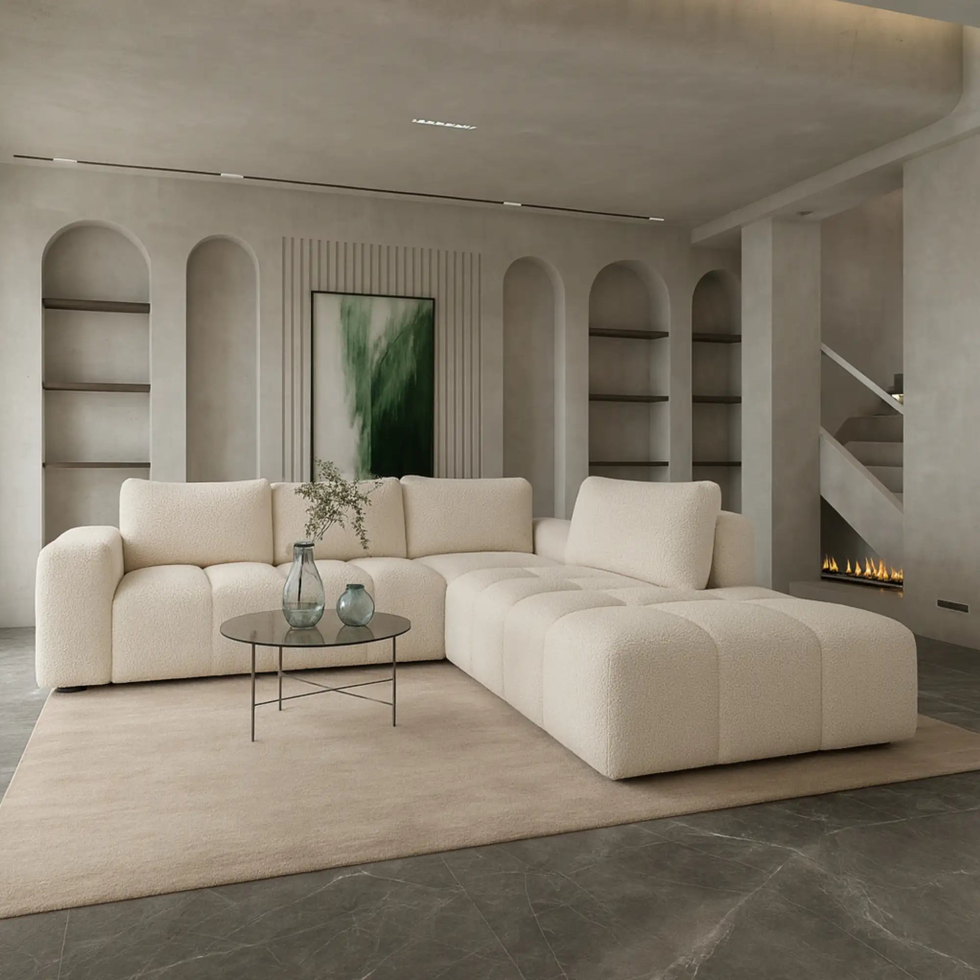 Divano angolare modulare Ottomane Comora